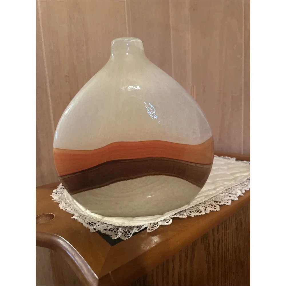 Pier 1 Imports hand-blown glass vase‎ with a retro 70s Look - Picture 3 of 6